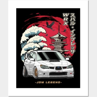 Nippon White Subaru Impreza WRX STi Hawk Eye Posters and Art